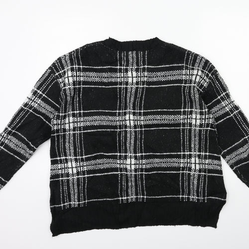 Marks and Spencer Womens Black Check Knit Pullover Jumper Size M