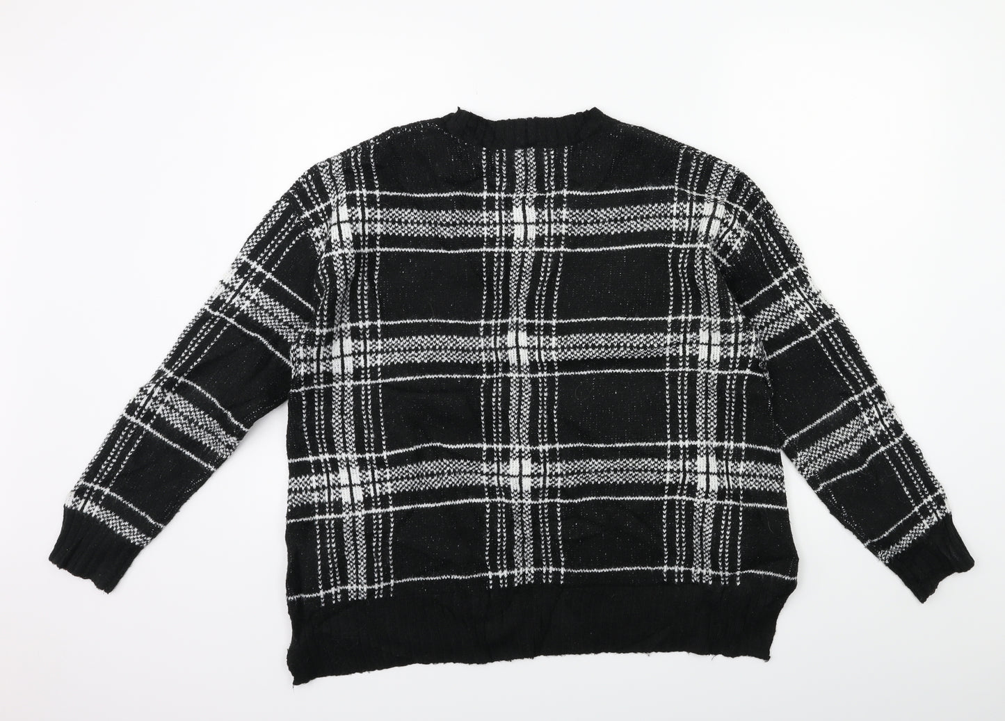 Marks and Spencer Womens Black Check Knit Pullover Jumper Size M