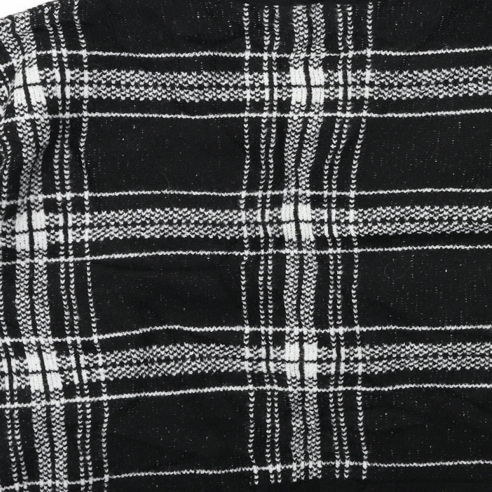 Marks and Spencer Womens Black Check Knit Pullover Jumper Size M