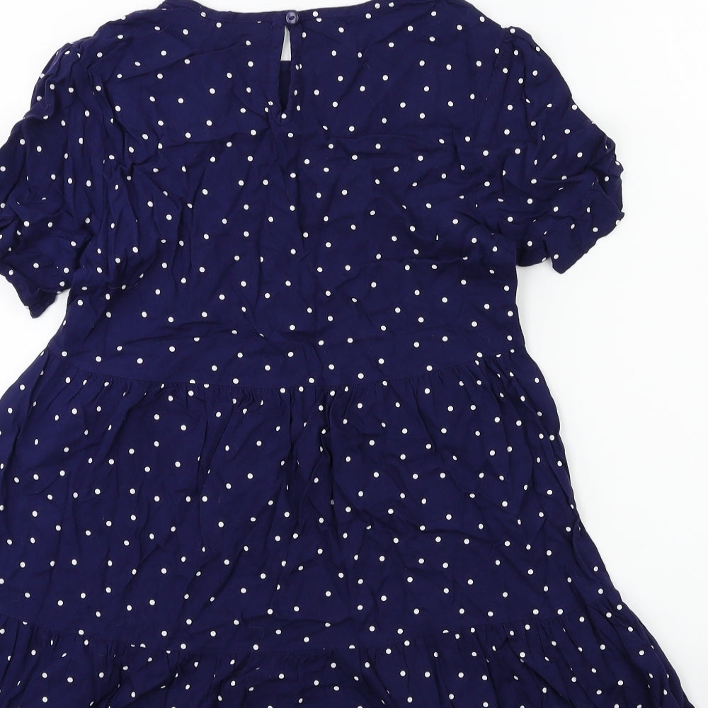F&F Girls Black Polka Dot  T-Shirt Dress  Size 10 Years