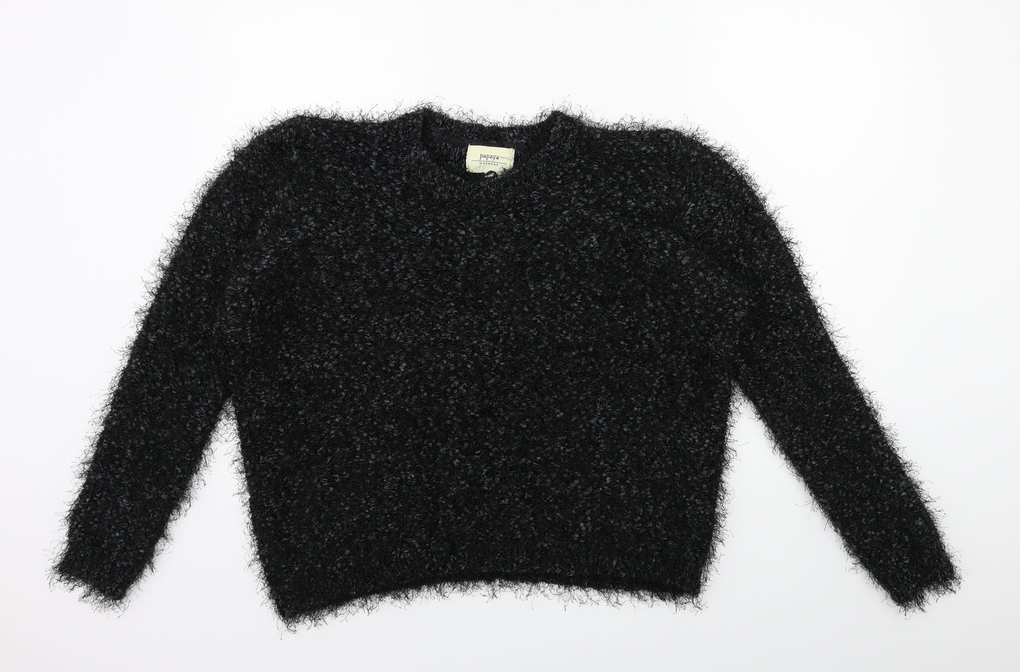 Papaya Womens Black  Knit Pullover Jumper Size L