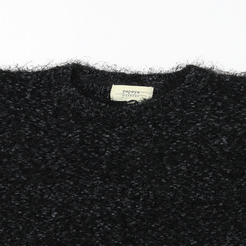 Papaya Womens Black  Knit Pullover Jumper Size L