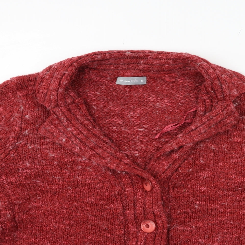 Per Una Womens Red  Knit Cardigan Jumper Size M