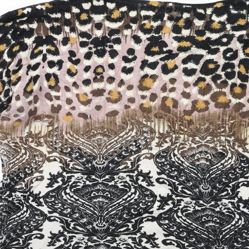 Claudia C Womens Brown Animal Print Knit Pullover Jumper Size XL