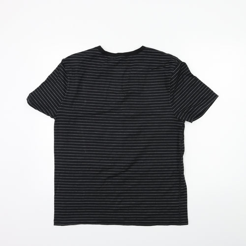 Marks and Spencer Mens Black Striped   T-Shirt Size L