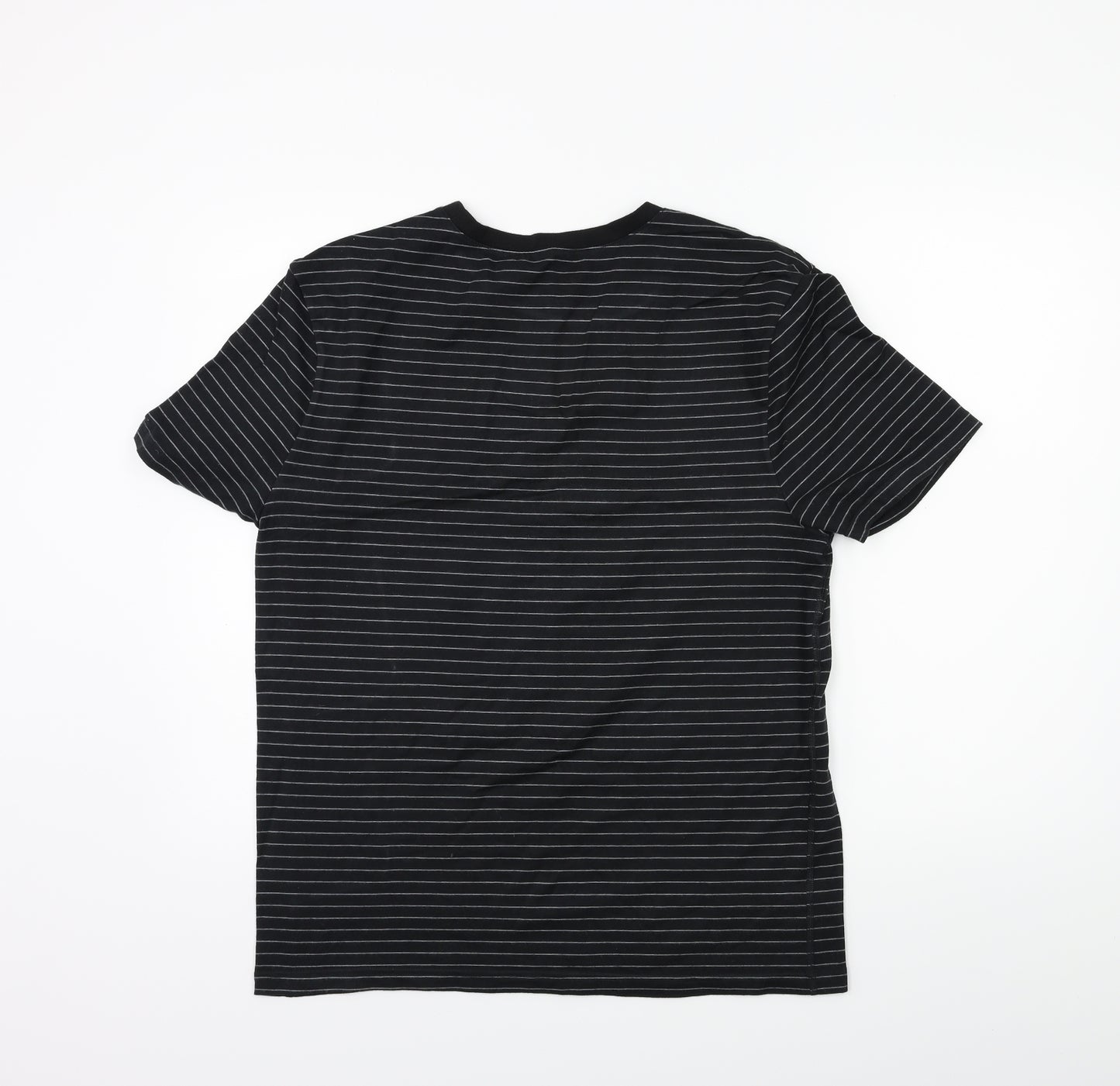 Marks and Spencer Mens Black Striped   T-Shirt Size L