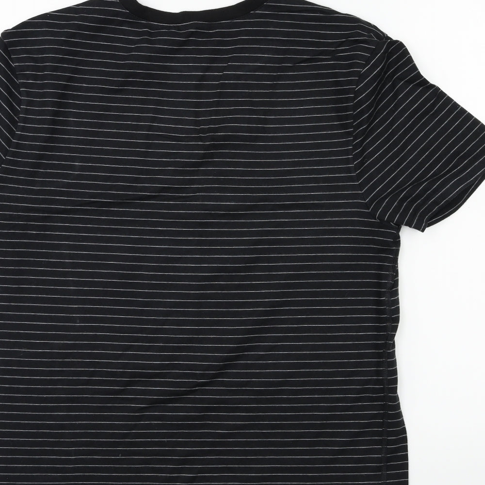 Marks and Spencer Mens Black Striped   T-Shirt Size L