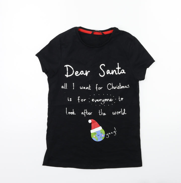 George Boys Black   Basic T-Shirt Size 11-12 Years  - chrismas