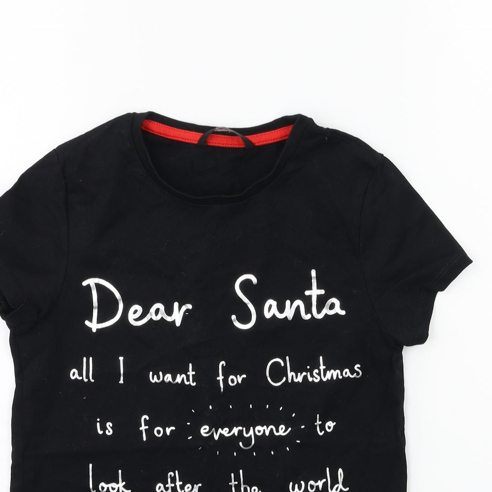 George Boys Black   Basic T-Shirt Size 11-12 Years  - chrismas