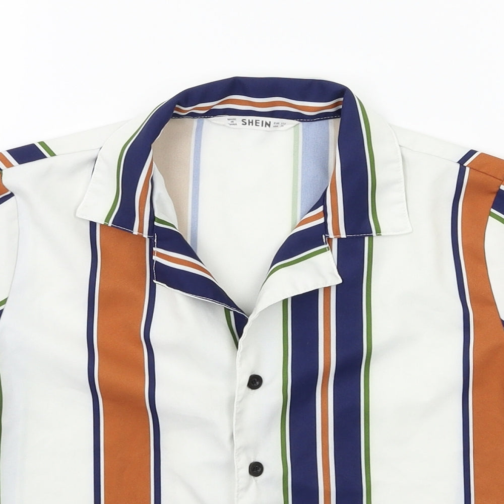 SheIn Boys White Striped  Basic T-Shirt Size 7-8 Years