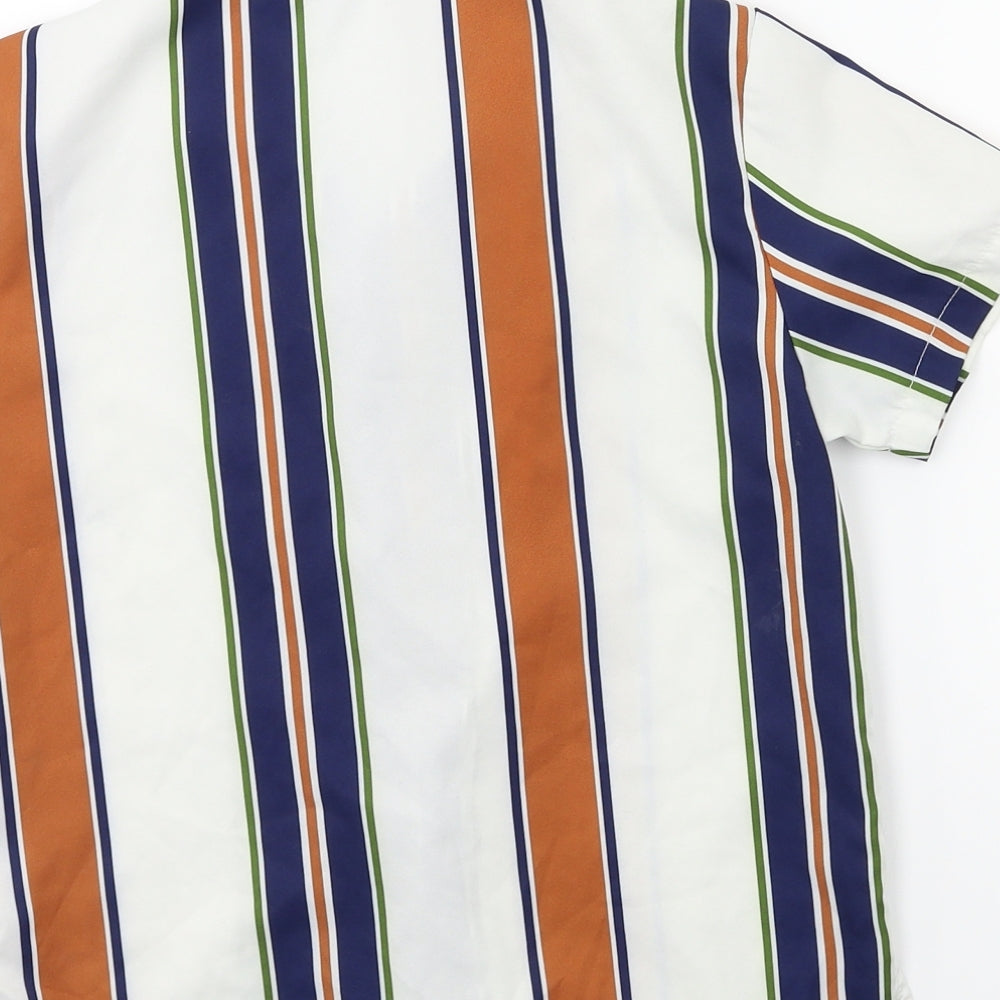 SheIn Boys White Striped  Basic T-Shirt Size 7-8 Years