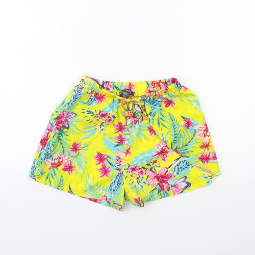 Primark Girls Yellow Floral  Bermuda Shorts Size 10 Years