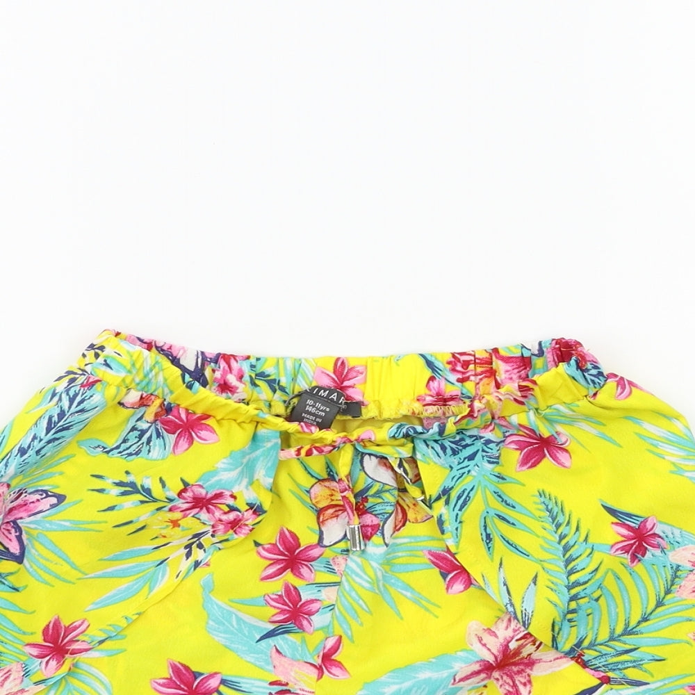 Primark Girls Yellow Floral  Bermuda Shorts Size 10 Years