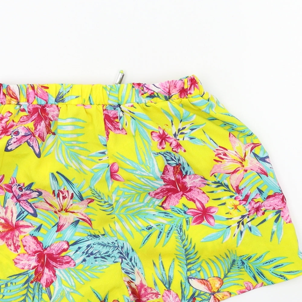 Primark Girls Yellow Floral  Bermuda Shorts Size 10 Years
