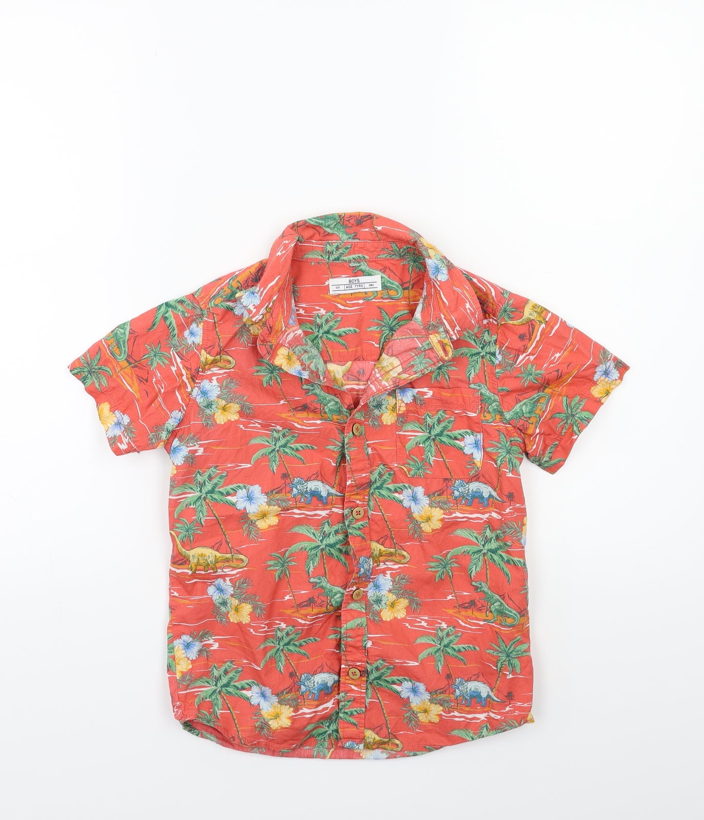Matalan Boys Red Floral  Basic Button-Up Size 7 Years