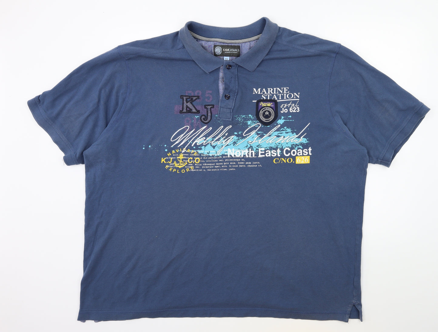 kam casuals Mens Blue    Polo Size 4XL