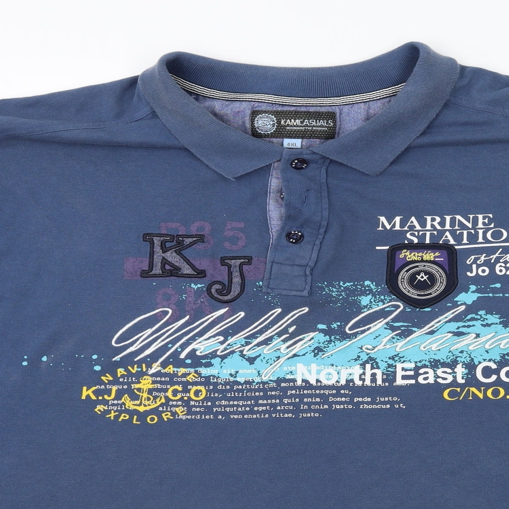 kam casuals Mens Blue    Polo Size 4XL