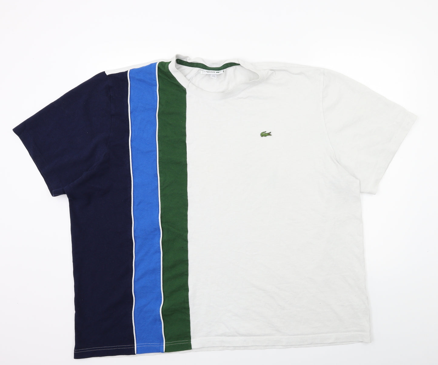 Lacoste Mens White Striped   T-Shirt Size 4XL