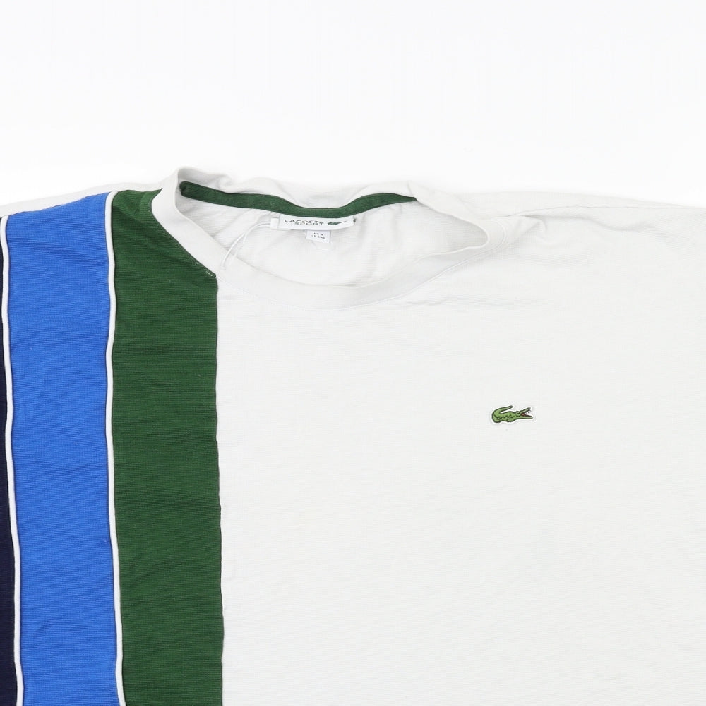 Lacoste Mens White Striped   T-Shirt Size 4XL