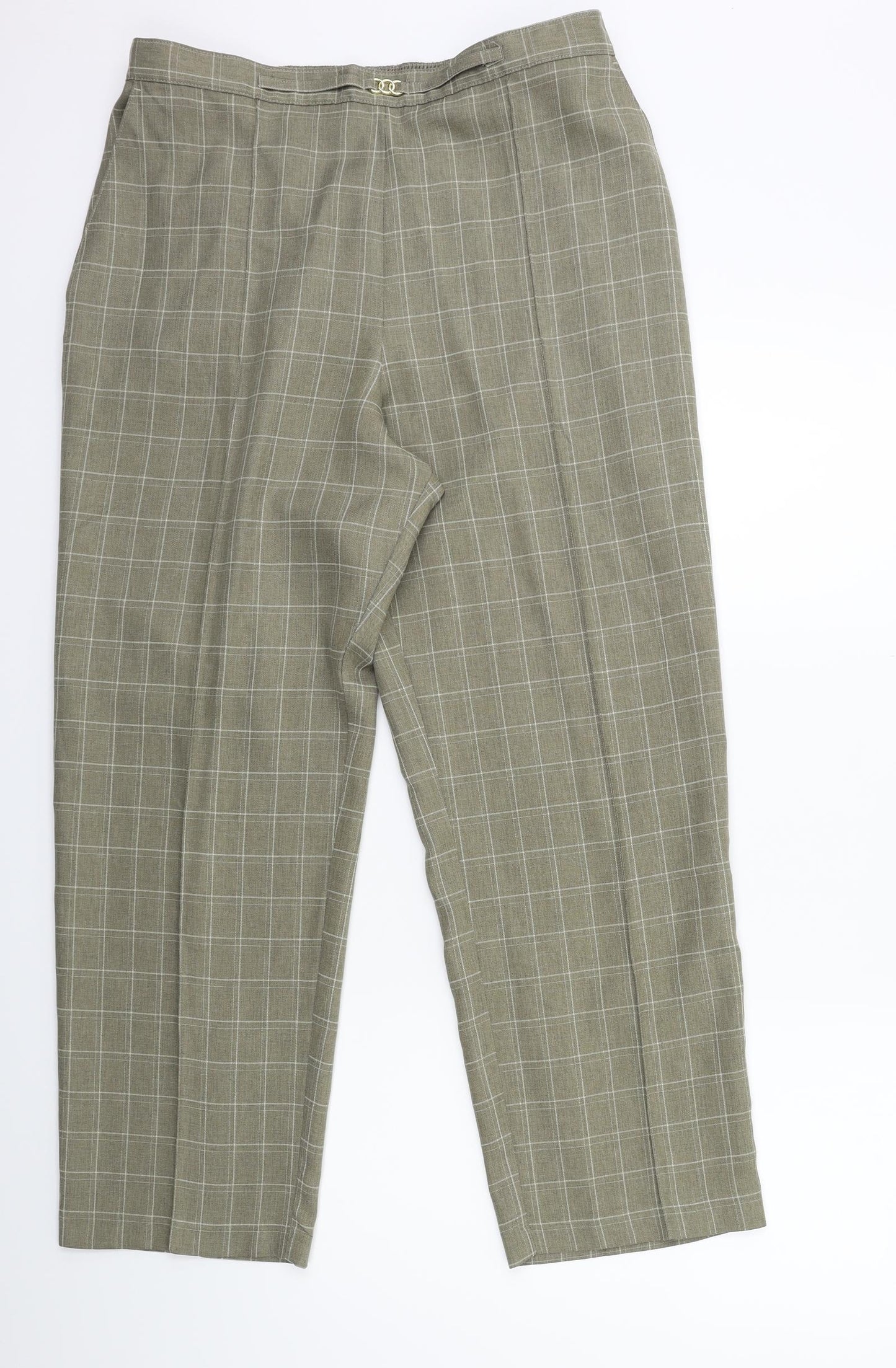 Marks and Spencer Womens Green Check  Trousers  Size 18 L27 in
