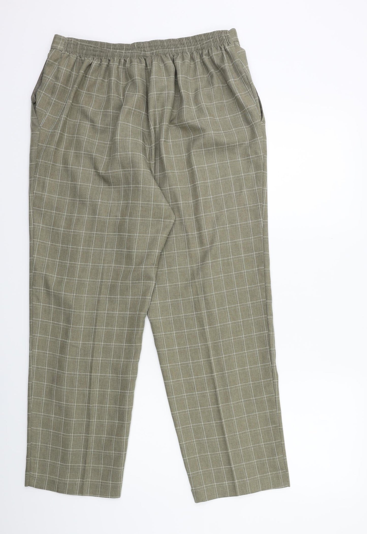 Marks and Spencer Womens Green Check  Trousers  Size 18 L27 in