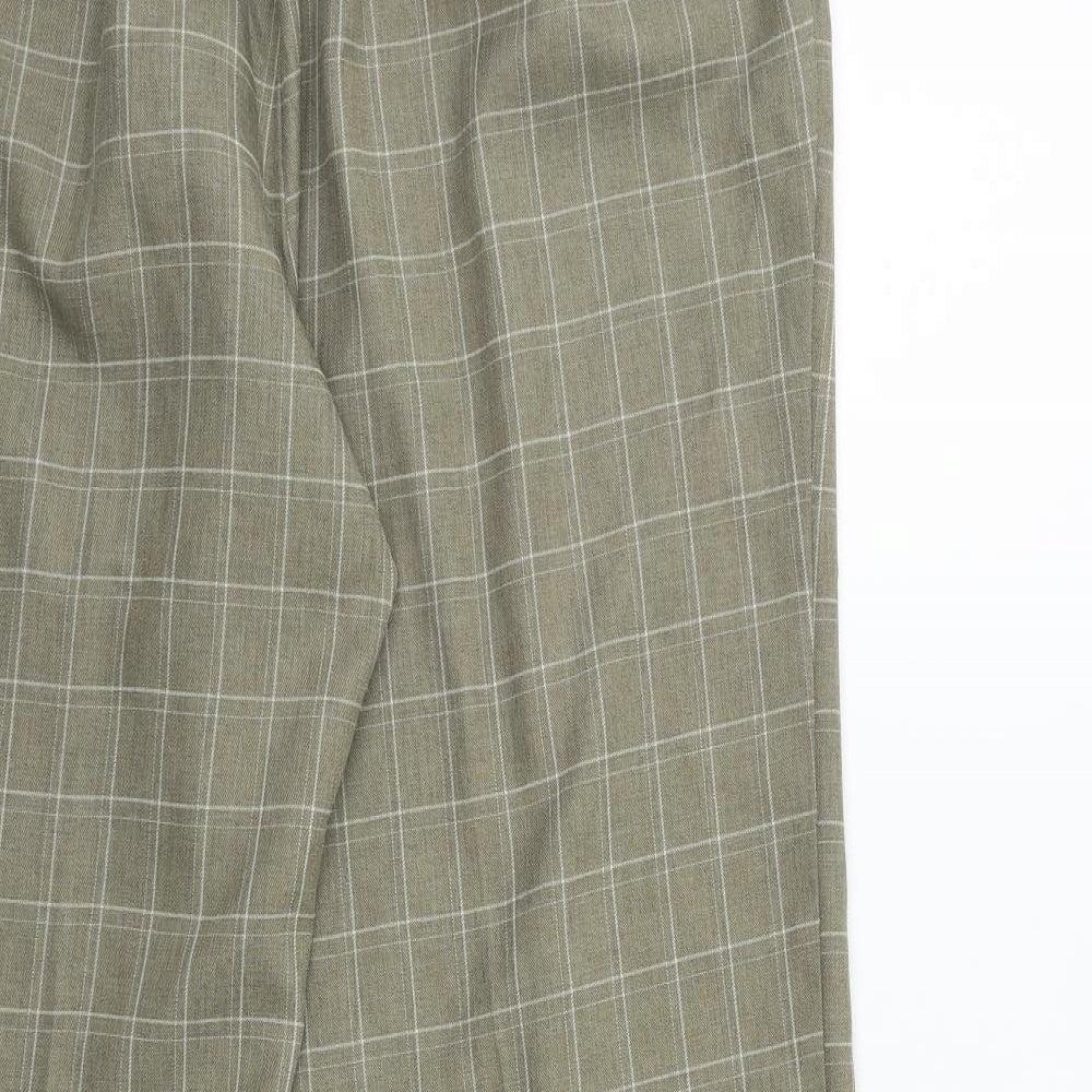 Marks and Spencer Womens Green Check  Trousers  Size 18 L27 in