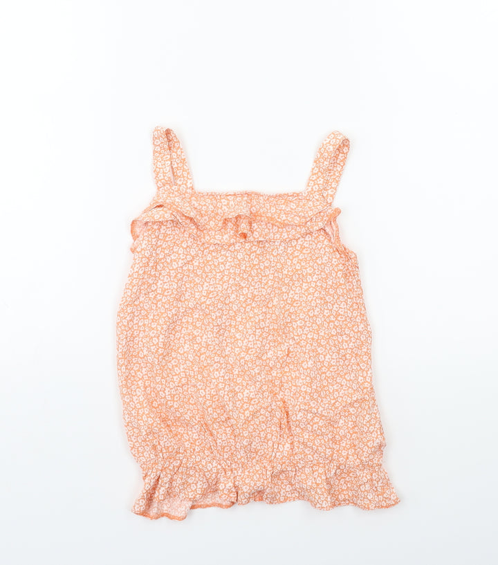 F&F Girls Orange Floral Basic Tank Size 5-6 Years