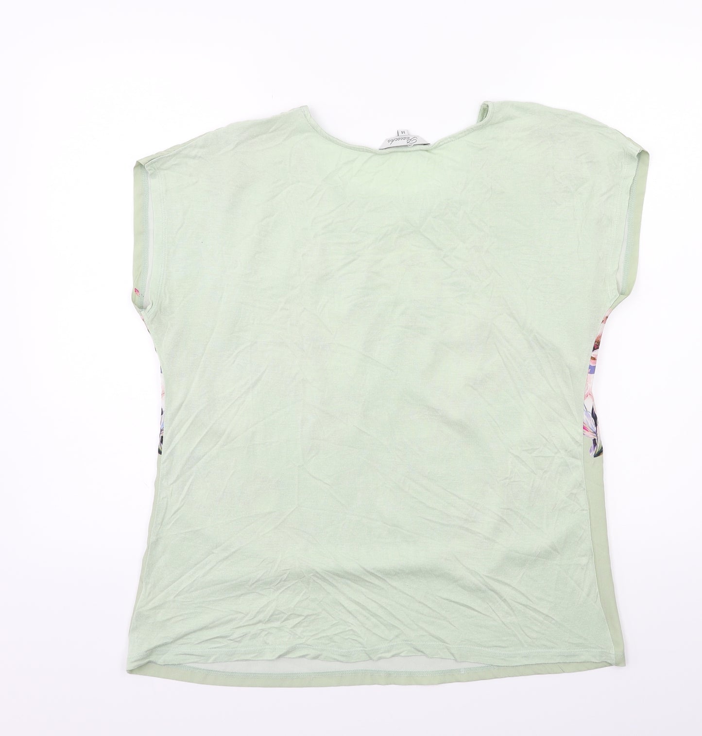 Peacocks Womens Green Floral  Basic T-Shirt Size 14