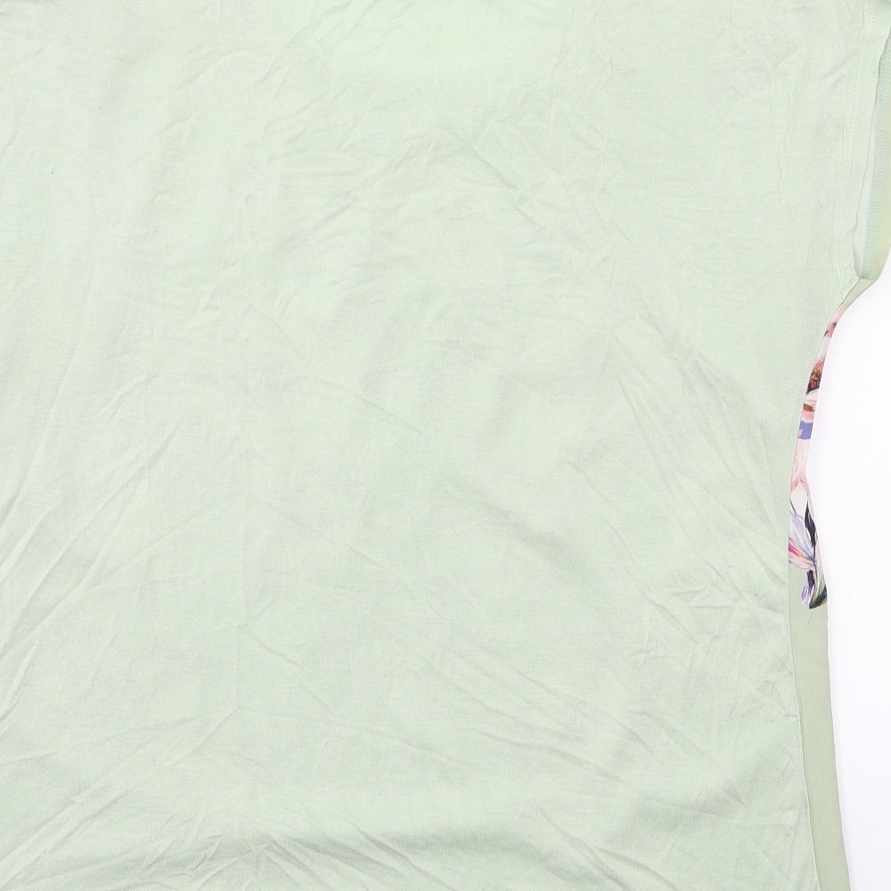 Peacocks Womens Green Floral  Basic T-Shirt Size 14