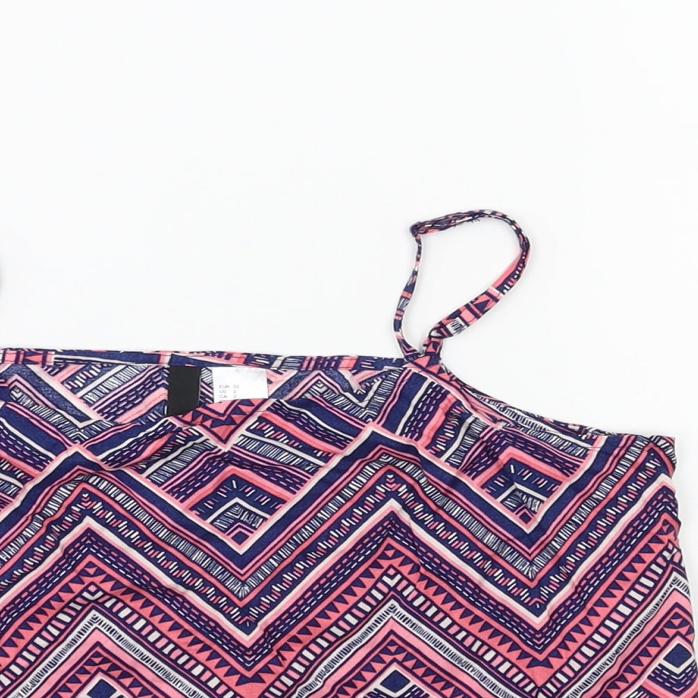 H&M Womens Blue Geometric  Basic Blouse Size 6