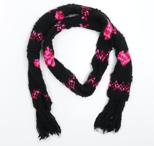 Front view of Preworn women’s black geometric knit scarf