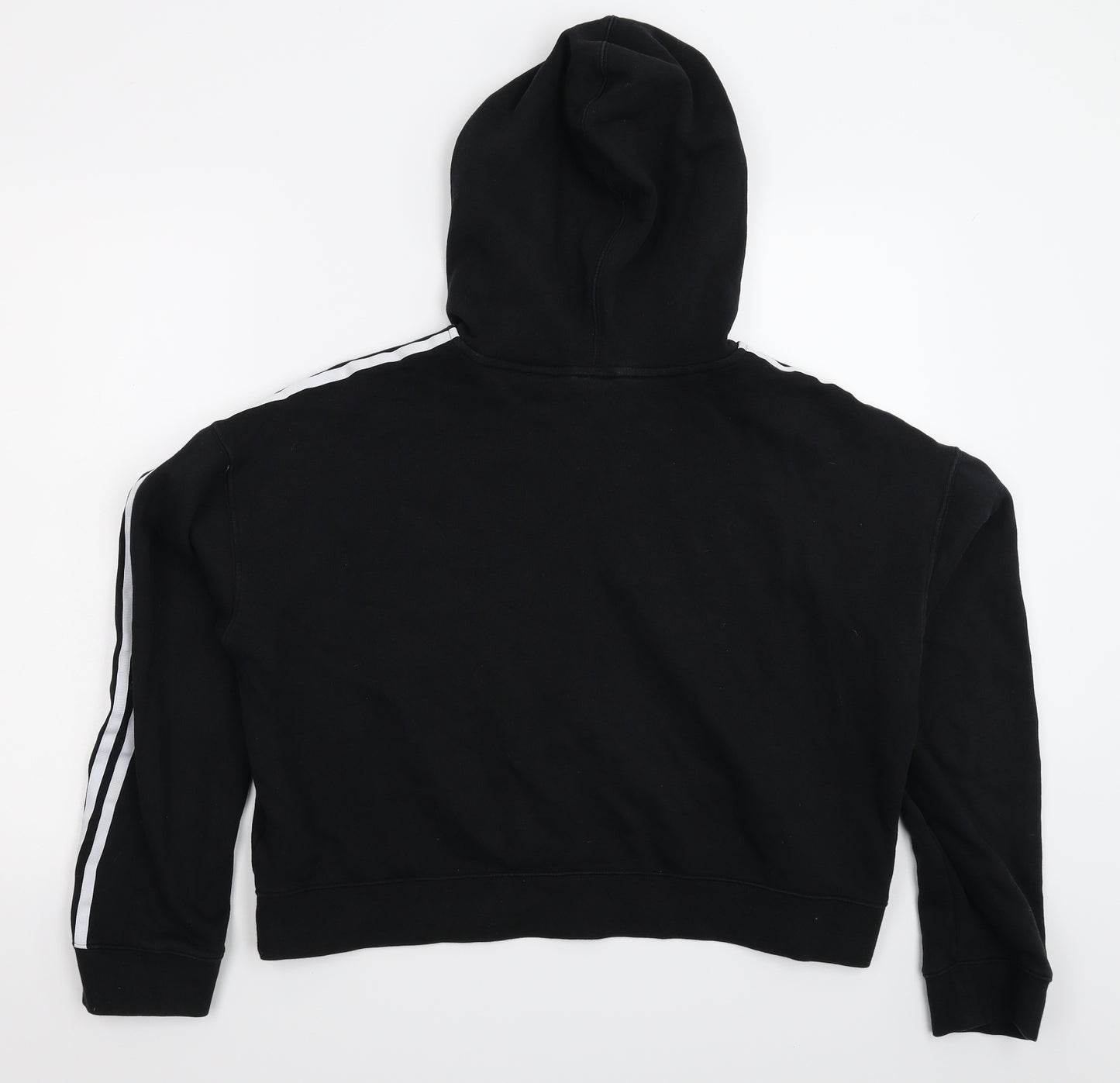 adidas Womens Black Striped  Pullover Hoodie Size 14