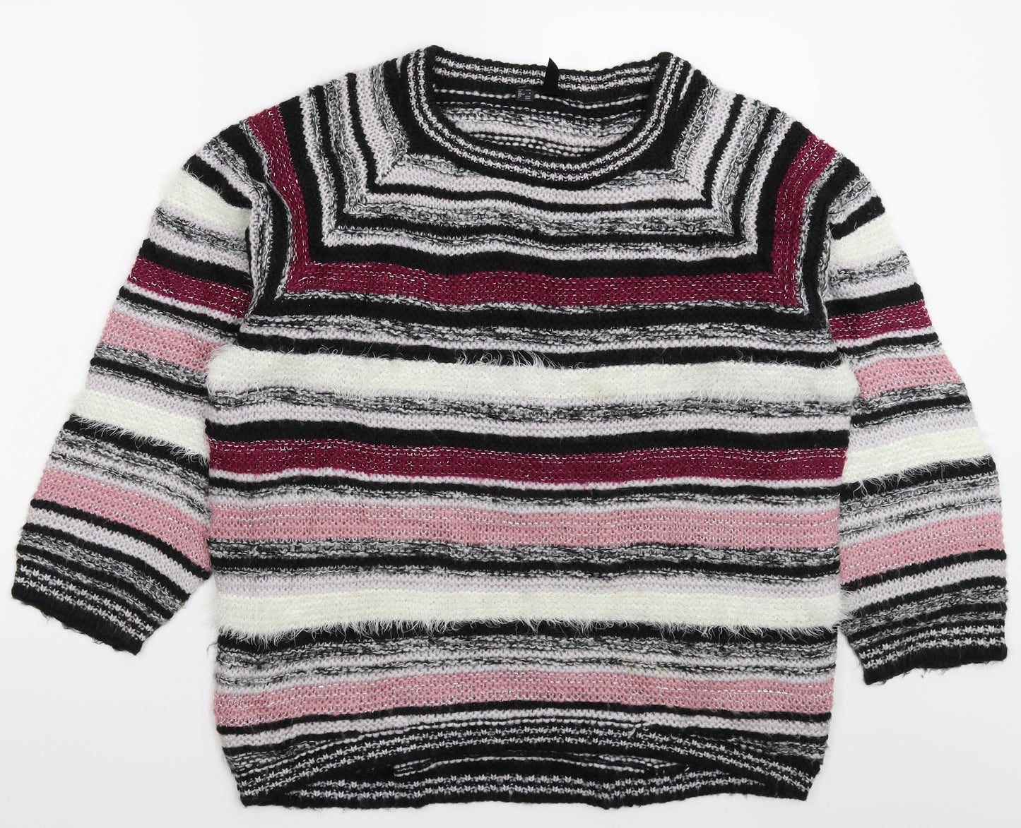 Rainbow Womens Multicoloured Striped Knit Pullover Jumper Size M