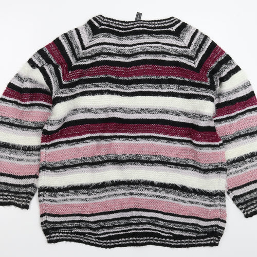 Rainbow Womens Multicoloured Striped Knit Pullover Jumper Size M