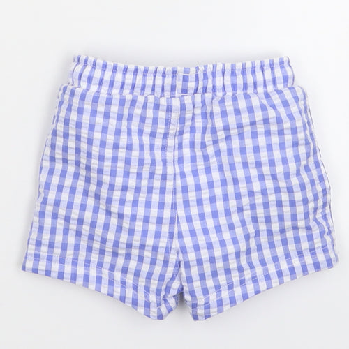 Marks and Spencer Baby Blue Check  Cropped Trousers Size 6-9 Months  - Shorts