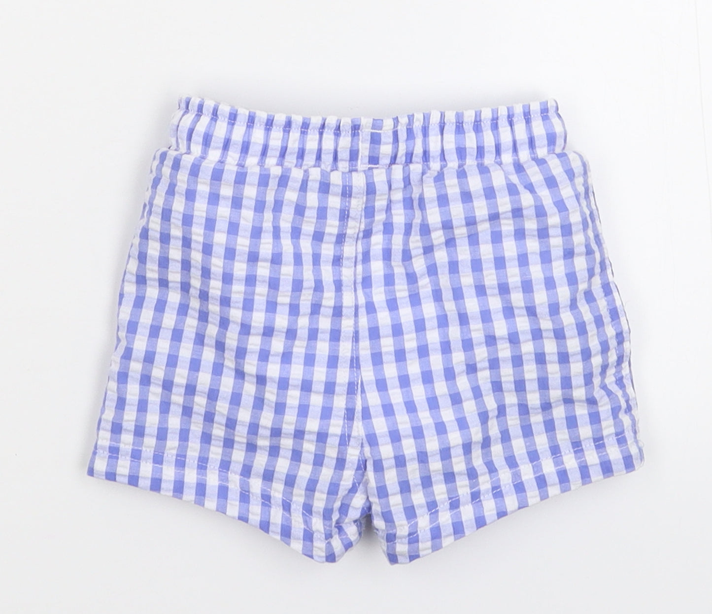 Marks and Spencer Baby Blue Check  Cropped Trousers Size 6-9 Months  - Shorts