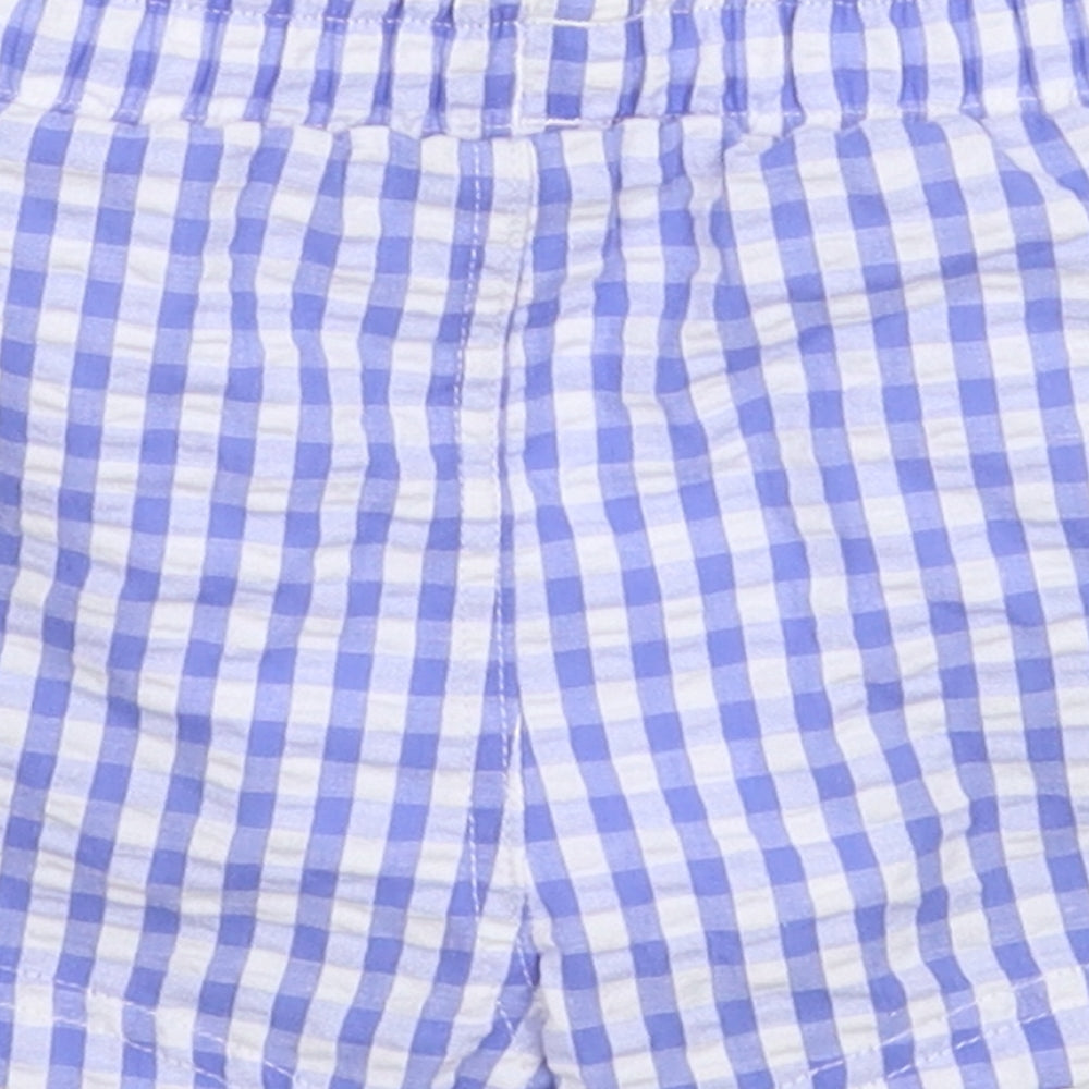 Marks and Spencer Baby Blue Check  Cropped Trousers Size 6-9 Months  - Shorts