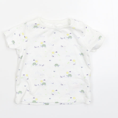 Fred & Flo Baby White Floral  Basic T-Shirt Size 3-6 Months