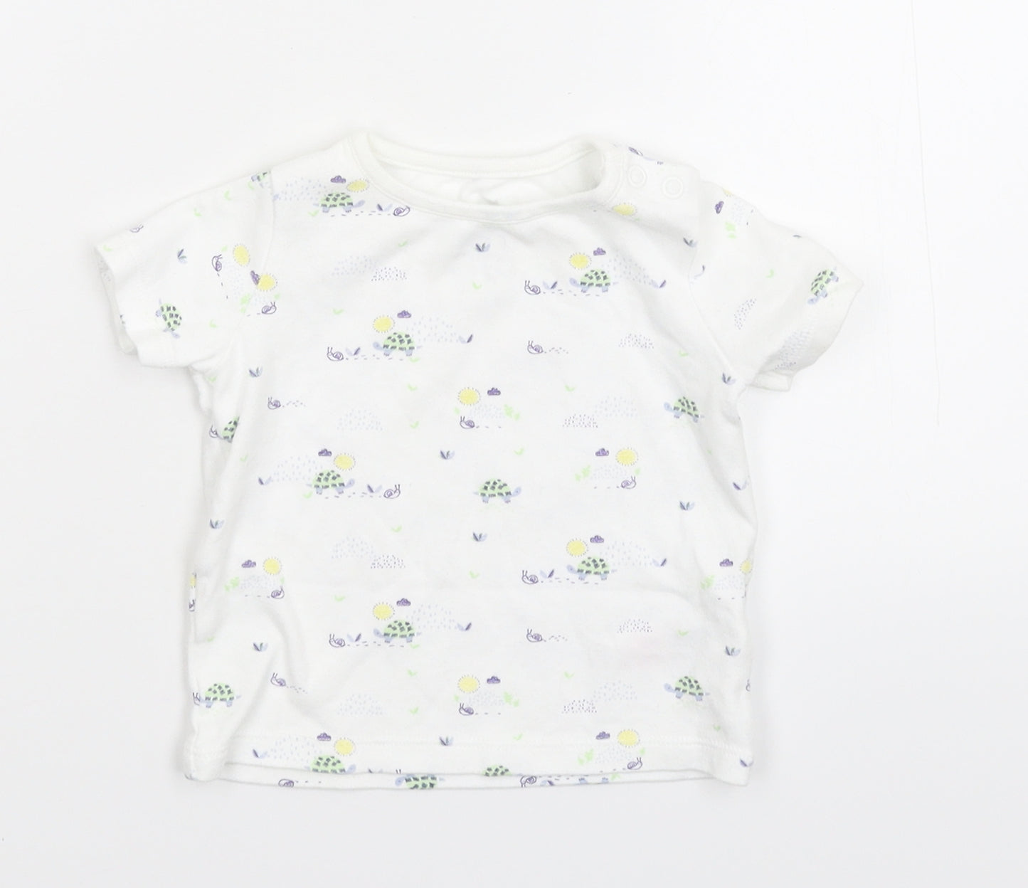 Fred & Flo Baby White Floral  Basic T-Shirt Size 3-6 Months