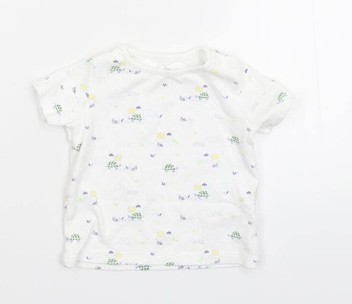 Fred & Flo Baby White Floral  Basic T-Shirt Size 3-6 Months