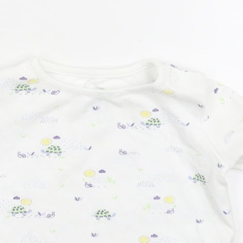 Fred & Flo Baby White Floral  Basic T-Shirt Size 3-6 Months