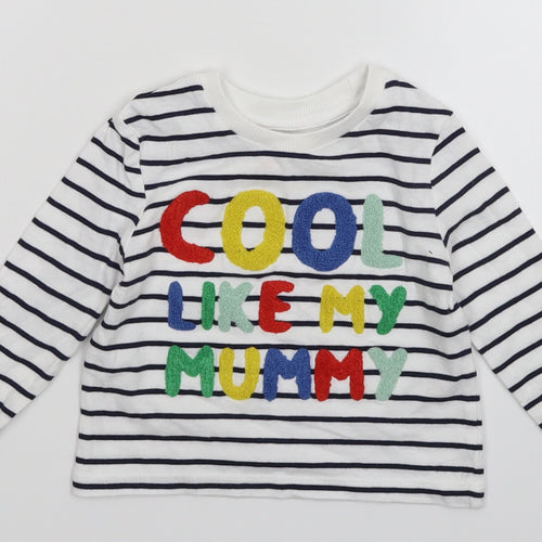Very Baby White Striped  Basic T-Shirt Size 9-12 Months