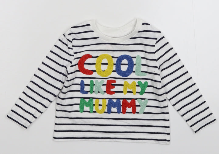 Very Baby White Striped Basic T-Shirt Size 9-12 Months
