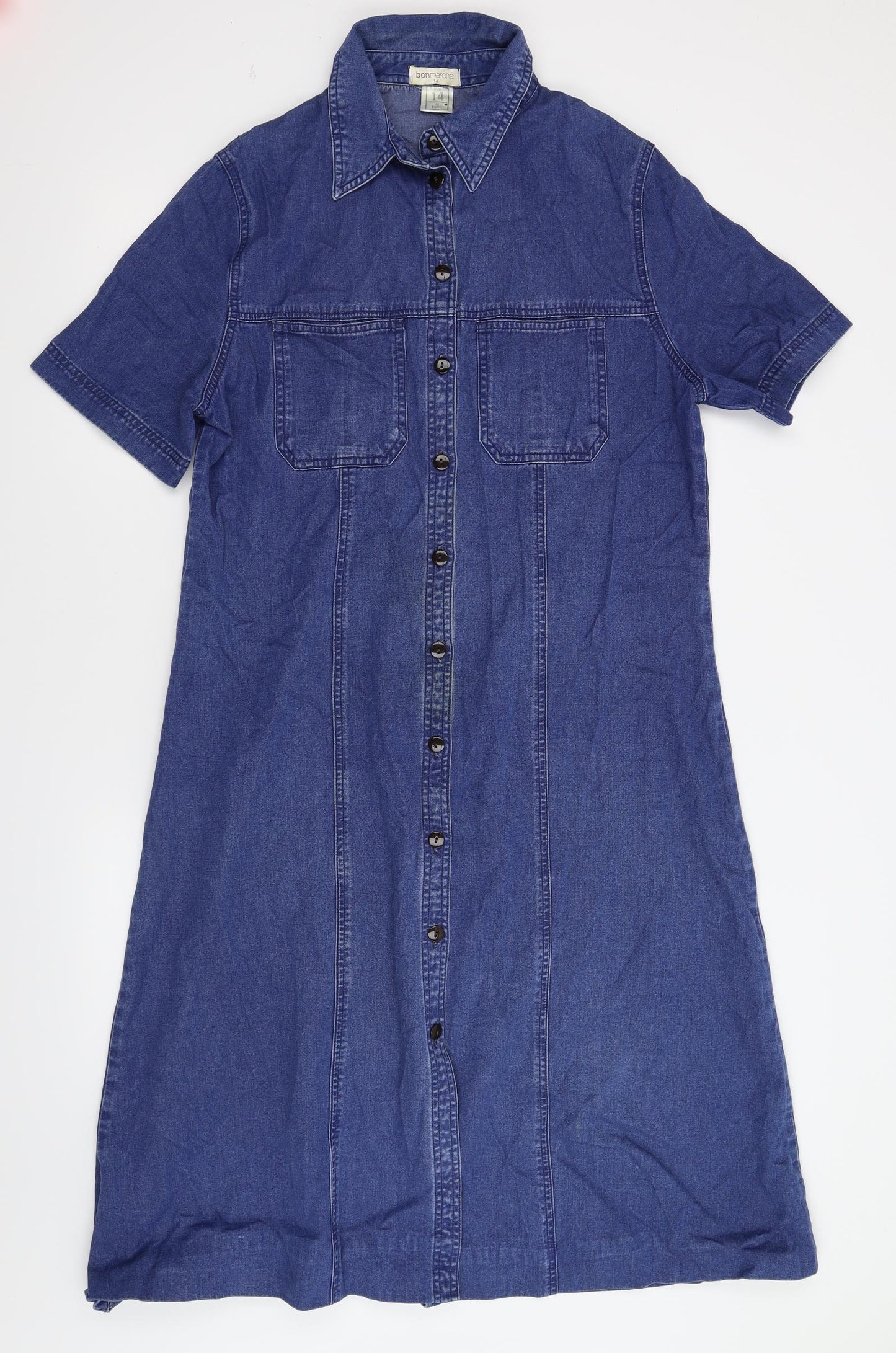Bonmarché Womens Blue  Denim Shirt Dress  Size 14