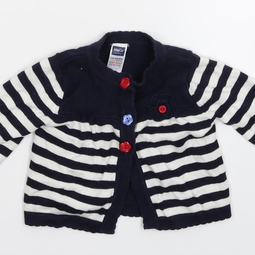 M&Co Baby Blue Striped  Cardigan Jumper Size 3-6 Months