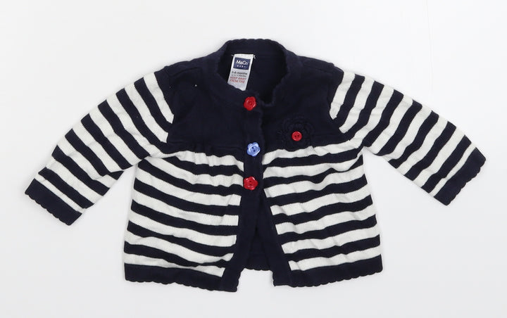 M&Co Baby Blue Striped Cardigan Jumper Size 3-6 Months