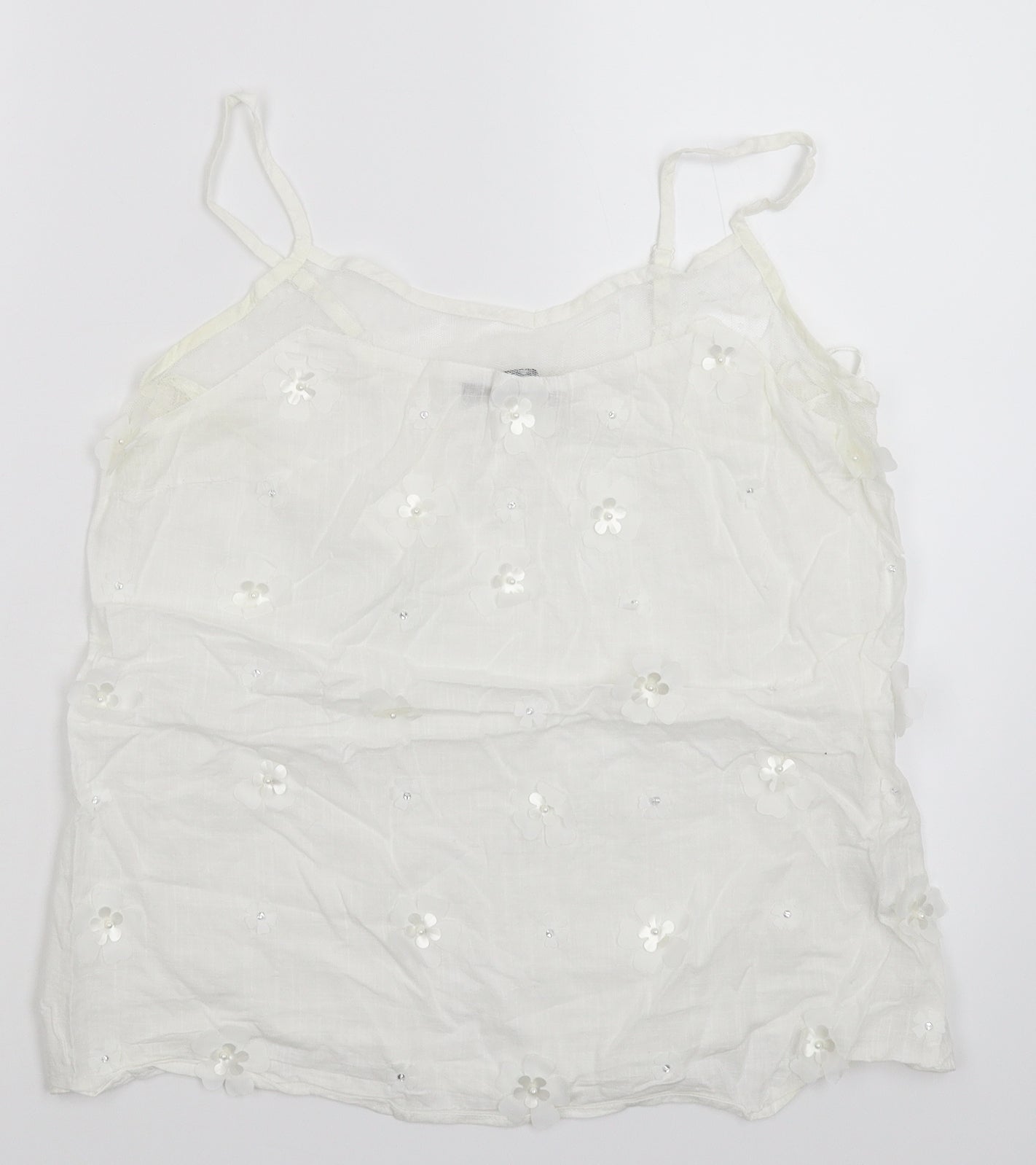 Atmosphere Womens White Floral  Basic Tank Size 12