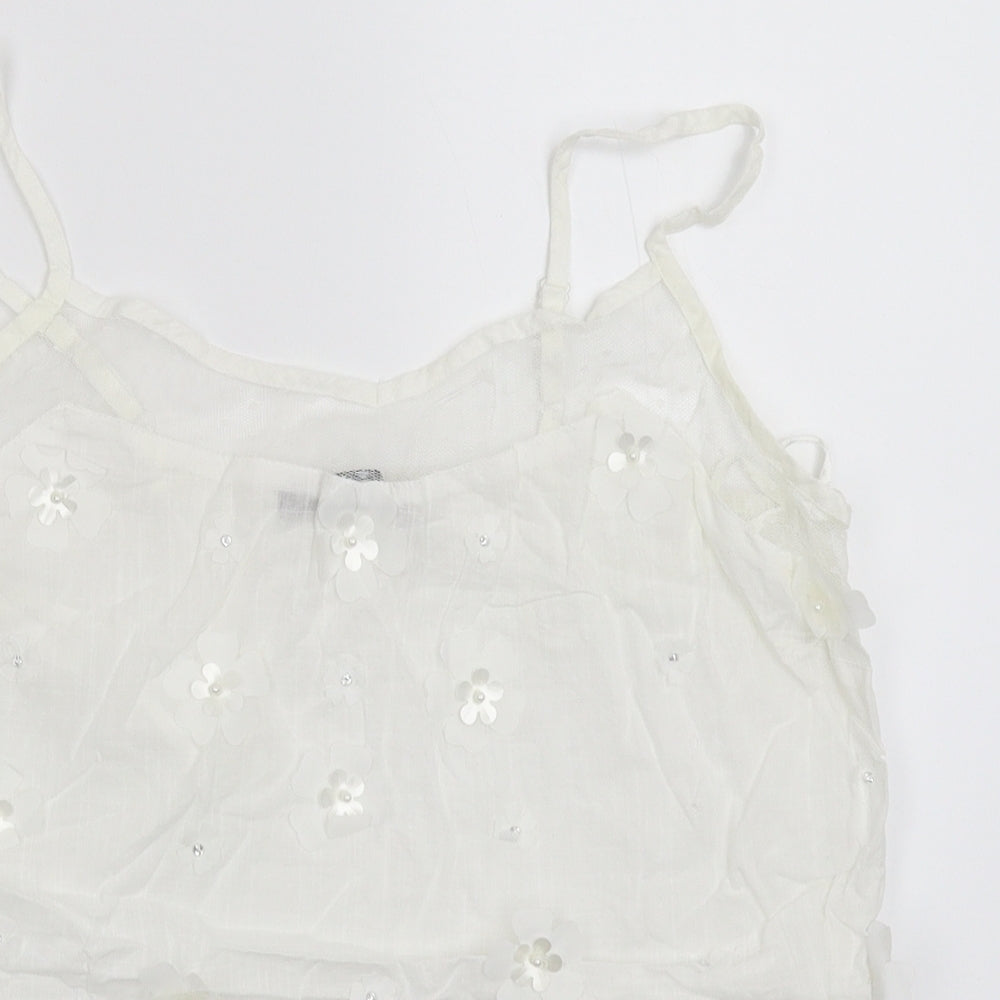 Atmosphere Womens White Floral  Basic Tank Size 12