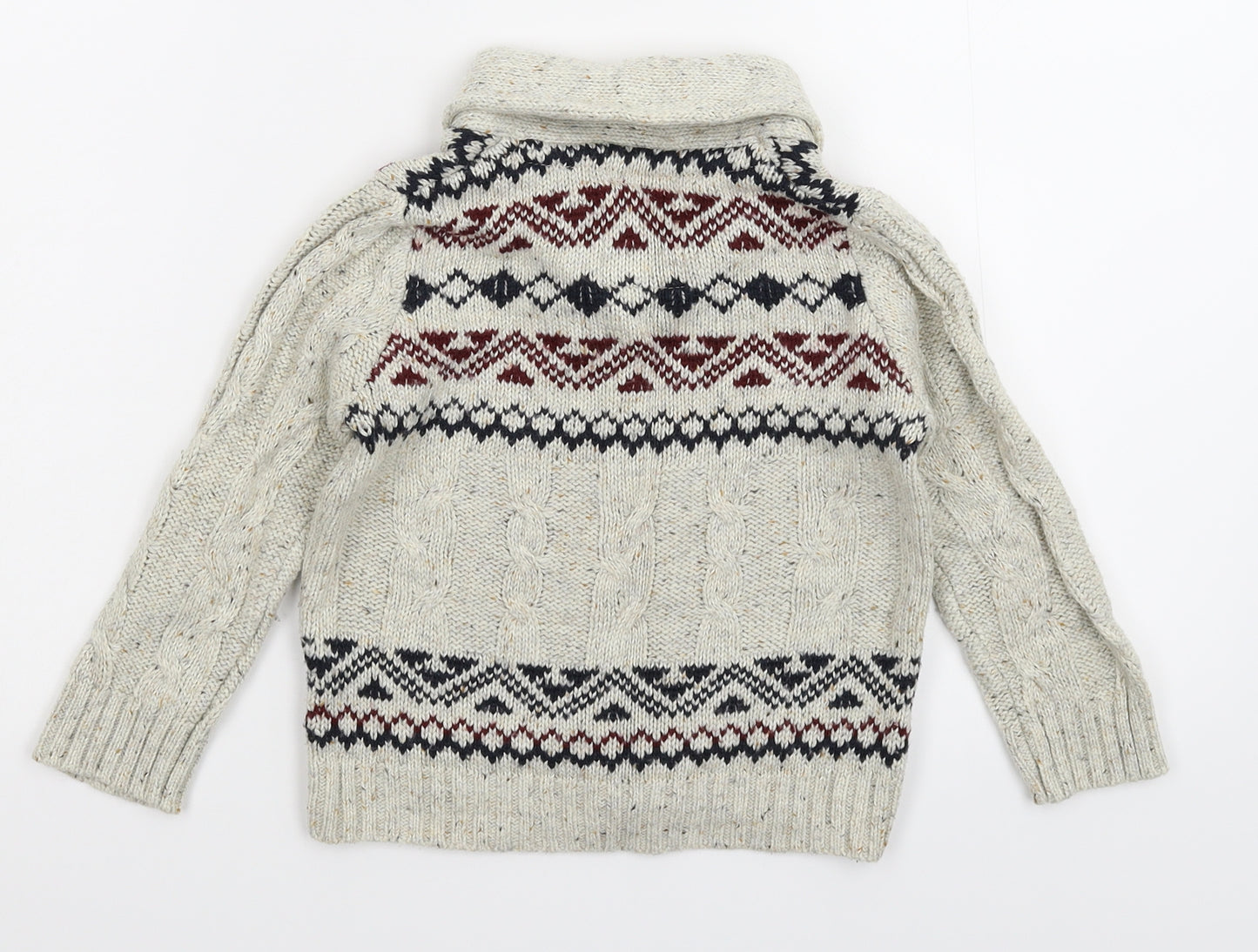 Rebel Boys Grey Geometric Knit Pullover Jumper Size 3 Years