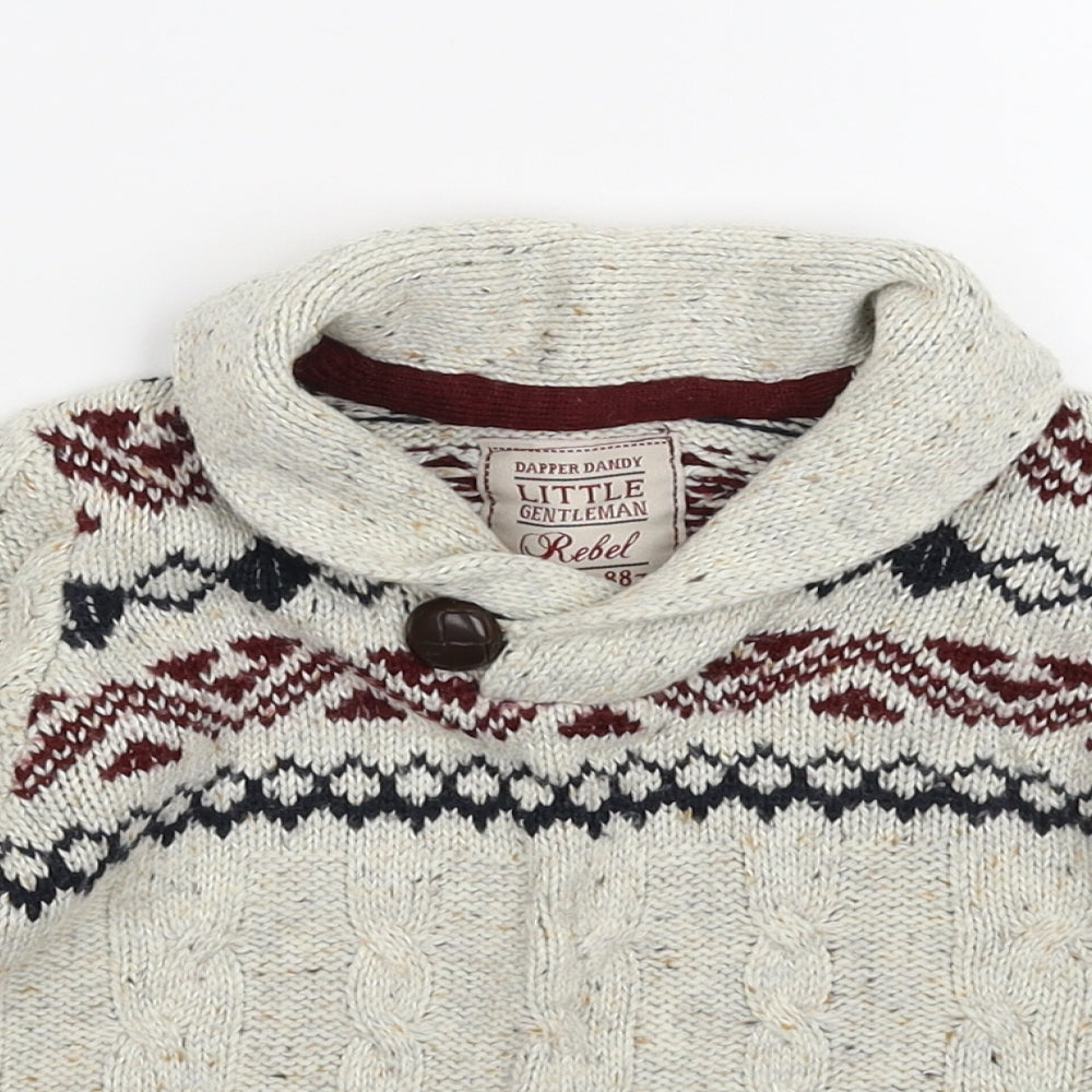 Rebel Boys Grey Geometric Knit Pullover Jumper Size 3 Years